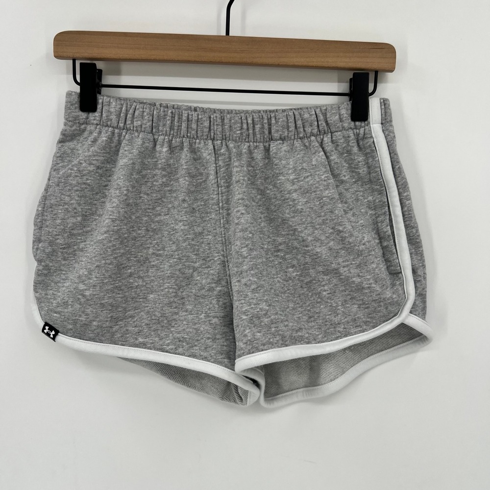 Under Armour Womens Gray White Trim Dolphin Athletic Shorts Medium French Terry